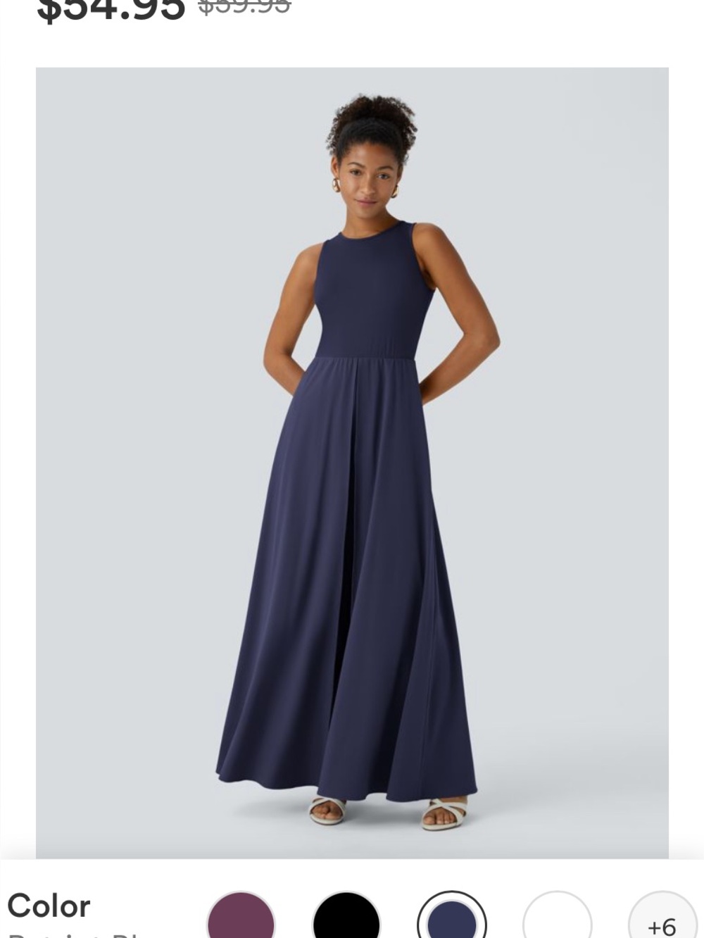 NWT Halara Breezeful Sleeveless Navy blue Maxi Jumpsuit quick dry breathable L
